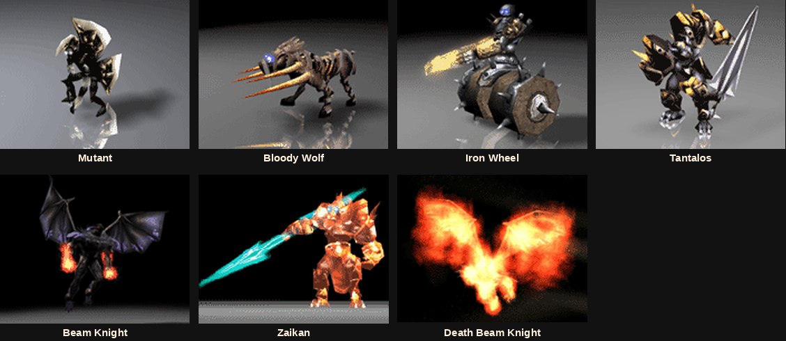 The MU Online Tarkan monsters, from the Mutant up to Zaikan and the Death Beam Knight