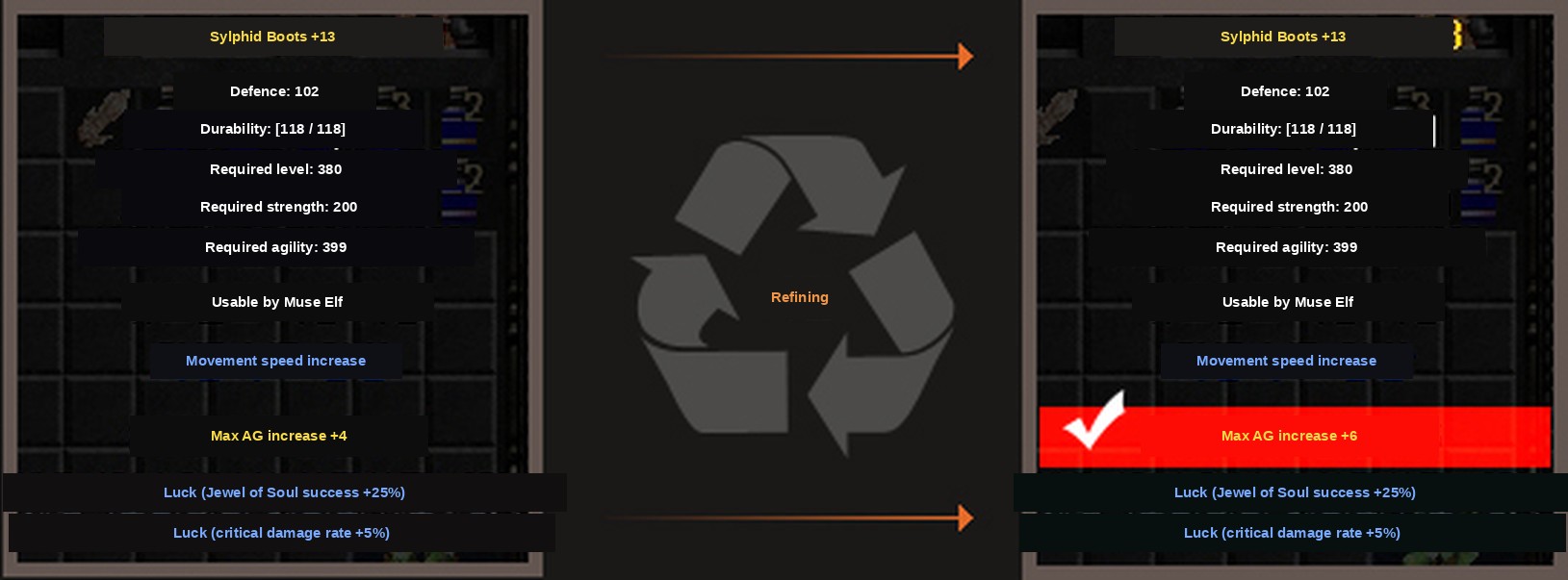 A Season 2 refine raising an enhancement option value from Max AG +4 to +6