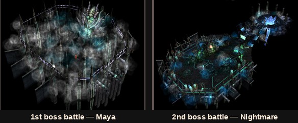 The two Kanturu boss arenas used in the MU Online Season 2 raid