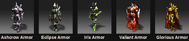 The five armour sets introduced in MU Online Season 2