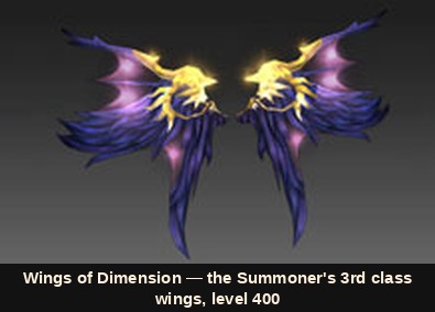 Wings of Dimension, the Summoner 3rd class wings from Season 3.0 Plus
