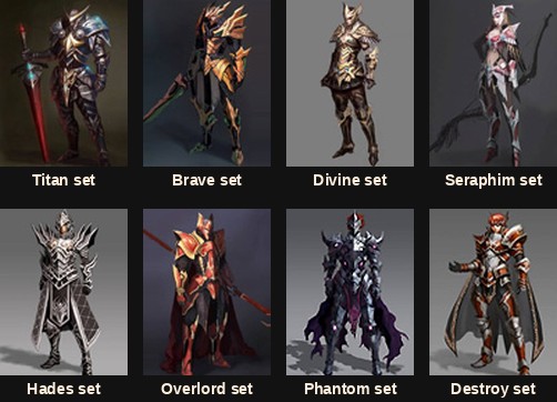The eight socket armour sets added for five classes in MU Online Season 4