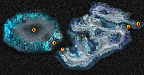 Map of Laclion in MU Online with the hatchery route marked