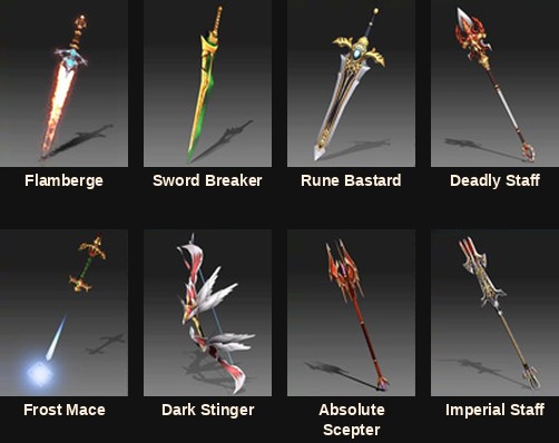 The eight socket weapons that drop in Laclion in MU Online